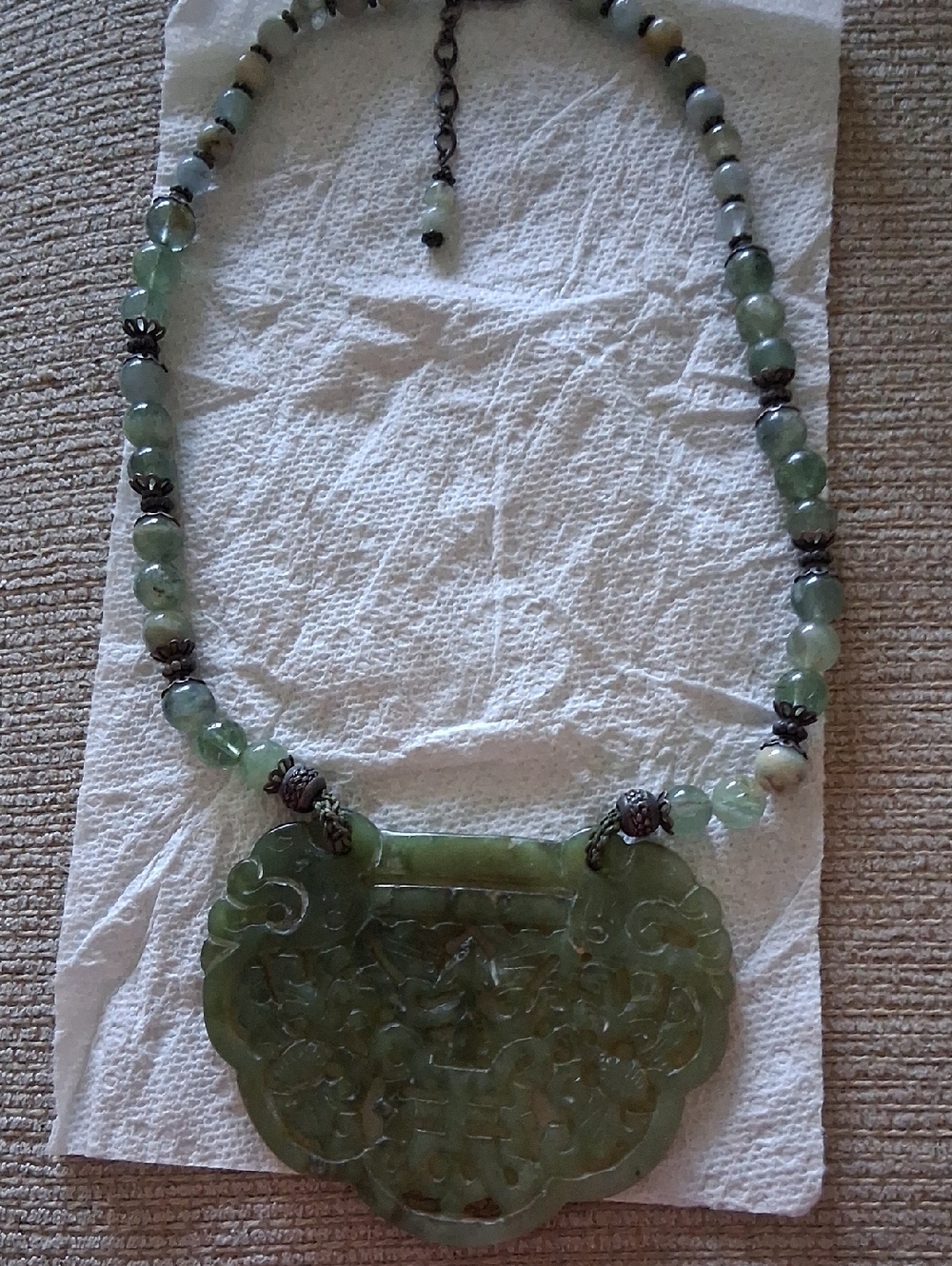 Hand-Carved Green Jade Pendant Necklace - Unbranded Price Is Firm Sell As It Is